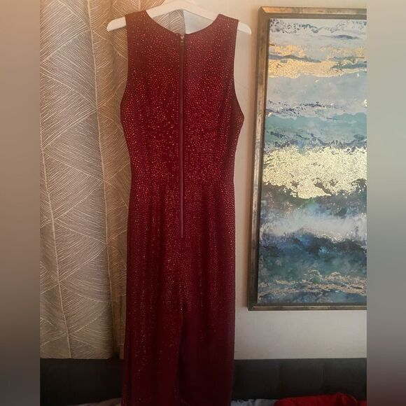 Alice + Olivia  jumpsuit Womens Size 6 Red Wine Sleeveless Pants Straight - Picture 6 of 16